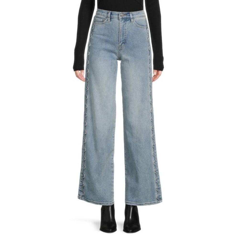 Sam Edelman Codie High Rise Wide Leg Jeans Wavy Seam 29 Minimalist Statement